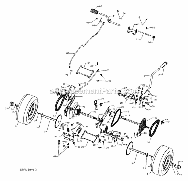 Drive Diagram and Parts List for WE261 2011-11 - 96028000102 Weed Eater Lawn Tractor